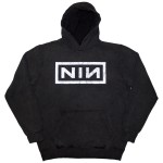 Nine Inch Nails: Unisex Stone Wash Pullover Hoodie/Classic Logo (Charcoal Grey) (Wash Collection) (Medium)