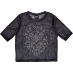 Bad Omens: Ladies Crop Top/Moth Skull (Charcoal Grey) (Mesh) (Medium)