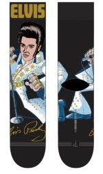 Elvis: Cartoon Crew Black Socks (One Size)