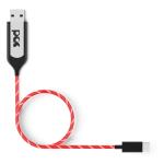 PAC Laddkabel USB-C 1m Röd LED Belyst Kabel