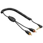 HAMA Kabel Audio 3.5mm-2xRCA Vinklad Coiled Guld Svart 0.75m