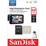 SANDISK Minneskort MicroSDXC 64GB High Endurance med adap