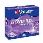 Verbatim DVD+R DL AZO 8x 8.5GB 5 Packa Jewel Case Matt Silver