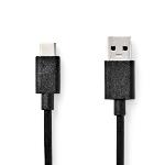 Nedis USB-kabel | USB 3.2 Gen 1 | USB-A Hane | USB-C- Hane | 60 W | 5 Gbps | Nickelplaterad | 1.00 m | Rund | PVC | Svart | Låda