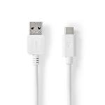 Nedis USB-kabel | USB 3.2 Gen 1 | USB-A Hane | USB-C- Hane | 60 W | 5 Gbps | Nickelplaterad | 1.00 m | Rund | PVC | Vit | Låda