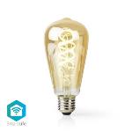 Nedis SmartLife LED vintage lampa | Wi-Fi | E27 | 360 lm | 4.9 W | Varm till cool vit | 1800 - 6500 K | Glas | Android- / IOS | ST64 | 1 st.