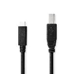 Nedis USB-kabel | USB 2.0 | USB-C- Hane | USB-B Hane | 480 Mbps | Nickelplaterad | 2.00 m | Rund | PVC | Svart | Låda