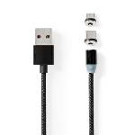 Nedis USB-kabel | USB 2.0 | USB-A Hane | USB Micro-B Hane / USB-C- Hane | 10 W | No Data Transfer | Nickelplaterad | 2.00 m | Rund | Nylon | Svart | Låda