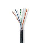 Nedis Nätverkskabel Roll | CAT6 | Fast | U/UTP | CCA | 305.0 m | Utomhus | Rund | PE | Svart | Dragkorg