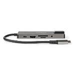 Nedis USB Multi-Port Adapter | USB 3.2 Gen 1 | USB-C- Hane | HDMI- Utgång / RJ45 Hona / SD / 2x USB-C- / 3.5 mm Hona / 3x USB-A Hona | 5 Gbps | 0.20 m | Rund | Guldplaterad | PVC | Antracit | Låda
