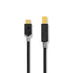 Nedis USB-kabel | USB 2.0 | USB-C- Hane | USB-B Hane | 15 W | 480 Mbps | Guldplaterad | 2.00 m | Rund | PVC | Antracit | Låda