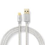 Nedis USB-kabel | USB 3.2 Gen 1 | USB-A Hane | USB-C- Hane | 15 W | 5 Gbps | Guldplaterad | 1.00 m | Rund | Flätad / Nylon | Aluminium | Kartong med täckt fönster