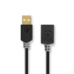 Nedis USB-kabel | USB 2.0 | USB-A Hane | USB-A Hona | 480 Mbps | Guldplaterad | 2.00 m | Rund | PVC | Antracit | Låda