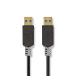 Nedis USB-kabel | USB 3.2 Gen 1 | USB-A Hane | USB-A Hane | 5 Gbps | Guldplaterad | 2.00 m | Rund | PVC | Antracit | Kartong med fönster