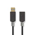 Nedis USB-kabel | USB 3.2 Gen 1 | USB-A Hane | USB-A Hona | 5 Gbps | Guldplaterad | 2.00 m | Rund | PVC | Antracit | Låda