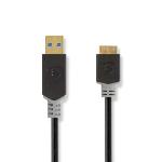 Nedis USB-kabel | USB 3.2 Gen 1 | USB-A Hane | USB Micro-B Hane | 5 Gbps | Guldplaterad | 2.00 m | Rund | PVC | Antracit | Låda