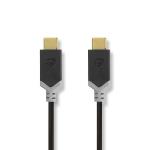 Nedis USB-kabel | USB 3.2 Gen 2 | USB-C- Hane | USB-C- Hane | 10 Gbps | Guldplaterad | 1.00 m | Rund | PVC | Antracit | Kartong med fönster