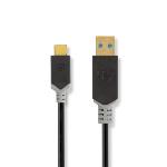 Nedis USB-kabel | USB 3.2 Gen 1 | USB-A Hane | USB-C- Hane | 60 W | 5 Gbps | Guldplaterad | 1.00 m | Rund | PVC | Antracit | Kartong med fönster