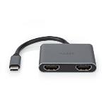 Nedis USB-C- Adapter | USB 3.2 Gen 1 | USB-C- Hane | 2x HDMI- | 4K@30Hz | 0.10 m | Rund | Nickelplaterad | PVC | Svart | Låda
