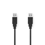 Nedis USB-kabel | USB 2.0 | USB-A Hane | USB-A Hane | 480 Mbps | Nickelplaterad | 5.00 m | Rund | PVC | Svart | Plastpåse