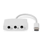 Nedis USB-C- Adapter | USB 2.0 | USB-C- Hane | 3.5 mm Hona | 0.10 m | Rund | Nickelplaterad | ABS/PVC | Vit | Kuvert