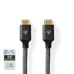 Nedis Ultra High Speed --HDMI - kabel | HDMI- Kontakt | HDMI- Kontakt | 8K@60Hz | 48 Gbps | 3.00 m | Rund | 6.7 mm | Grått Med Metall | Lock