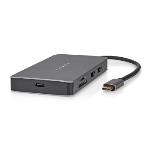 Nedis USB Multi-Port Adapter | USB 3.2 Gen 1 | USB-C- Hane | Micro SD / RJ45 Hona / SD / USB-C- Hona / 2x HDMI- / 2x USB-A Hona | 5 Gbps | 0.20 m | Rund | Guldplaterad | PVC | Antracit | Låda