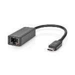 Nedis USB-nätverkskort | USB 3.2 Gen 1 | 2.5 Gbps | USB-C- Hane | RJ45 Hona | 0.20 m | Rund | Nickelplaterad | Förtent Koppar | Svart | Låda