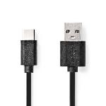 Nedis USB-kabel | USB 2.0 | USB-A Hane | USB-C- Hane | 15 W | 480 Mbps | Nickelplaterad | 2.00 m | Rund | PVC | Svart | Label