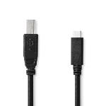 Nedis USB-kabel | USB 2.0 | USB-C- Hane | USB-B Hane | 480 Mbps | Nickelplaterad | 1.00 m | Rund | PVC | Svart | Label