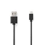 Nedis USB-kabel | USB 2.0 | USB-A Hane | USB Micro-B Hane | 7.5 W | 480 Mbps | Nickelplaterad | 1.00 m | Rund | PVC | Svart | Label