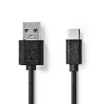Nedis USB-kabel | USB 2.0 | USB-A Hane | USB-C- Hane | 5 W | 480 Mbps | Nickelplaterad | 1.00 m | Rund | PVC | Svart | Label