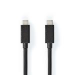 Nedis USB-kabel | USB 3.2 Gen 2x2 | USB-C- Hane | USB-C- Hane | 100 W | 4K@60Hz | 20 Gbps | Nickelplaterad | 1.00 m | Rund | PVC | Svart | Låda