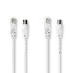 Nedis Coax & Cat6 Combi Cable | IEC (Koax) Hane / RJ45 hane | IEC (Koax) Hona / RJ45 hane | Nickelplaterad | RG58 | 75 Ohm | Dubbelskärmad | 1.50 m | Rund | PVC | Vit | Label
