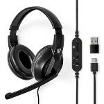 Nedis PC headset | Over-Ear | Stereo | USB Type-A / USB Type-C- | Vikbara Mikrofon | Svart