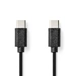 Nedis USB-kabel | USB 2.0 | USB-C- Hane | USB-C- Hane | 60 W | 480 Mbps | Nickelplaterad | 1.00 m | Rund | PVC | Svart | Label