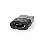 Nedis USB-A Adapter | USB 2.0 | USB-A Hane | USB-C- Hona | 480 Mbps | Rund | Nickelplaterad | Svart | Låda