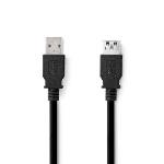 Nedis USB-kabel | USB 3.2 Gen 1 | USB-A Hane | USB-A Hona | 5 Gbps | Nickelplaterad | 1.00 m | Rund | PVC | Svart | Label