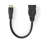 Nedis High Speed --HDMI - kabel med Ethernet | HDMI- Kontakt | HDMI- Mini kontakt | 4K@30Hz | 10.2 Gbps | 0.20 m | Rund | PVC | Svart | Plastpåse