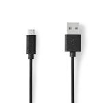 Nedis USB-kabel | USB 2.0 | USB-A Hane | USB Micro-B Hane | 10 W | 480 Mbps | Nickelplaterad | 3.00 m | Rund | PVC | Svart | Label