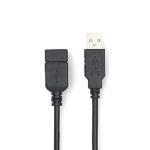 Nedis USB-kabel | USB 2.0 | USB-A Hane | USB-A Hona | 480 Mbps | Nickelplaterad | 2.00 m | Rund | PVC | Svart | Label