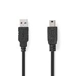 Nedis USB-kabel | USB 2.0 | USB-A Hane | USB Mini-B 5 pin Hane | 480 Mbps | Nickelplaterad | 1.00 m | Rund | PVC | Svart | Label