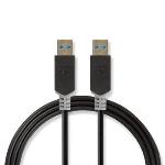 Nedis USB-kabel | USB 3.2 Gen 1 | USB-A Hane | USB-A Hane | 5 Gbps | Guldplaterad | 2.00 m | Rund | PVC | Antracit | Plastpåse