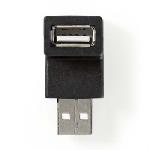 Nedis USB-A Adapter | USB 2.0 | USB-A Hane | USB-A Hona | 480 Mbps | Rund | Nickelplaterad | PVC | Svart | Låda
