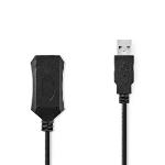 Nedis Aktiv USB-kabel | USB 2.0 | USB-A Hane | USB-A Hona | 480 Mbps | 10.0 m | Rund | Nickelplaterad | PVC | Koppar | Label