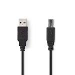 Nedis USB-kabel | USB 2.0 | USB-A Hane | USB-B Hane | 480 Mbps | Nickelplaterad | 0.50 m | Rund | PVC | Svart | Plastpåse