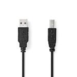Nedis USB-kabel | USB 2.0 | USB-A Hane | USB-B Hane | 10 W | 480 Mbps | Nickelplaterad | 3.00 m | Rund | PVC | Svart | Plastpåse