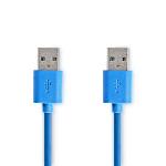 Nedis USB-kabel | USB 3.2 Gen 1 | USB-A Hane | USB-A Hane | 5 Gbps | Nickelplaterad | 2.00 m | Rund | PVC | Blå | Plastpåse