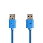 Nedis USB-kabel | USB 3.2 Gen 1 | USB-A Hane | USB-A Hane | 5 Gbps | Nickelplaterad | 5.00 m | Rund | PVC | Blå | Plastpåse