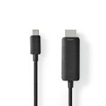 Nedis USB-C- Adapter | USB 3.2 Gen 1 | USB-C- Hane | HDMI- Kontakt | 4K@60Hz | 2.00 m | Rund | Nickelplaterad | PVC | Svart | Label